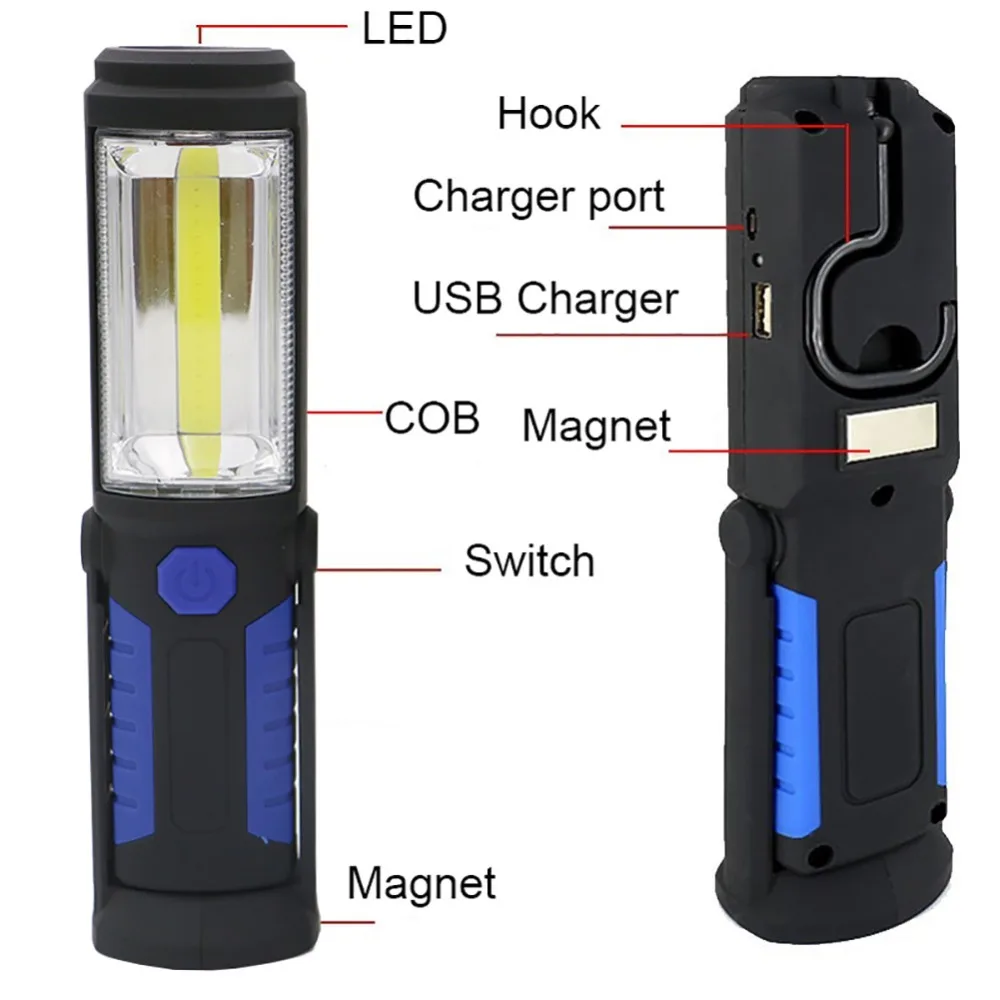 USB Перезаряжаемый COB светодиодный светильник для вспышки + 1 Светодиодный Фонарь