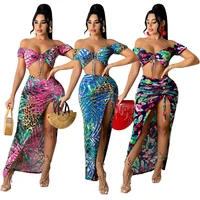 adogirl women 2 piece outfits summer 2021 matching sets crop top and skirt fashion floral print beach tracksuit club outfits