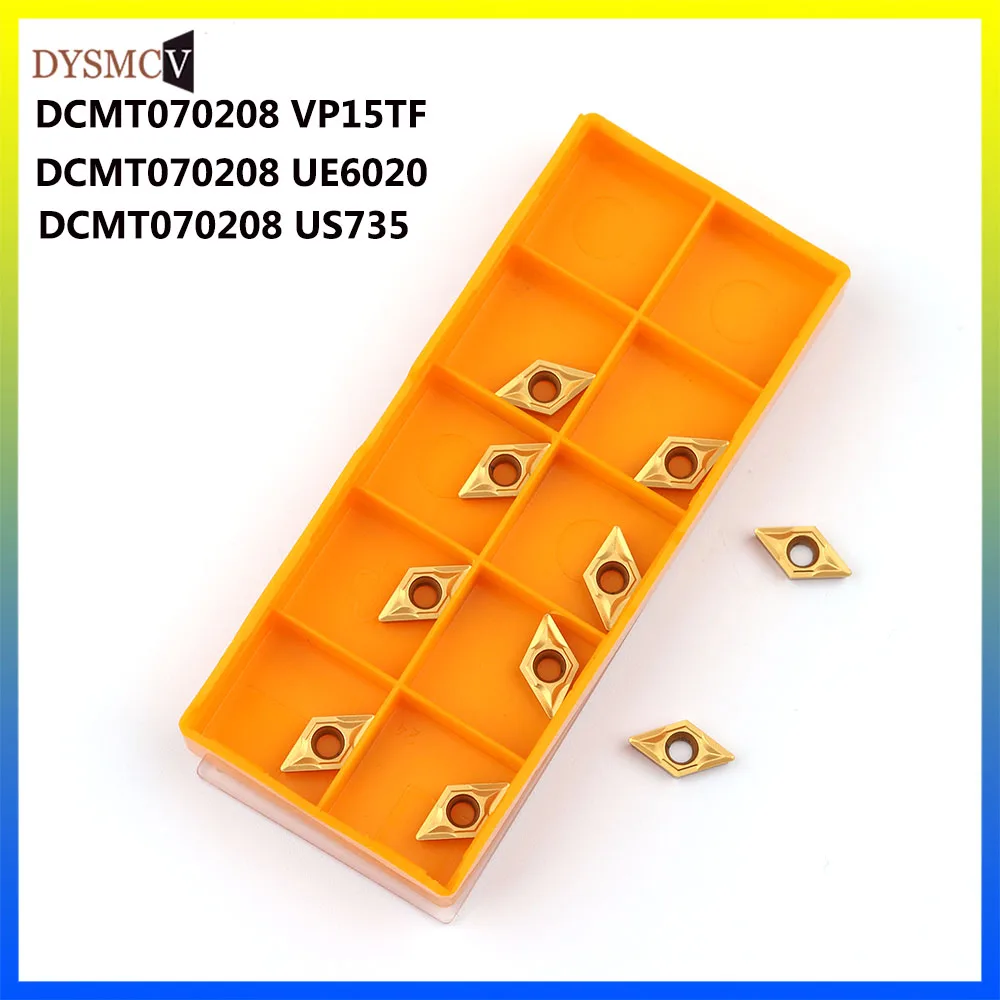 

10PCS DCMT070204 VP15TF US735 UE6020carbide inserts Internal Turning tool metal Lathe Tools CNC tool Hard Alloy turning insert
