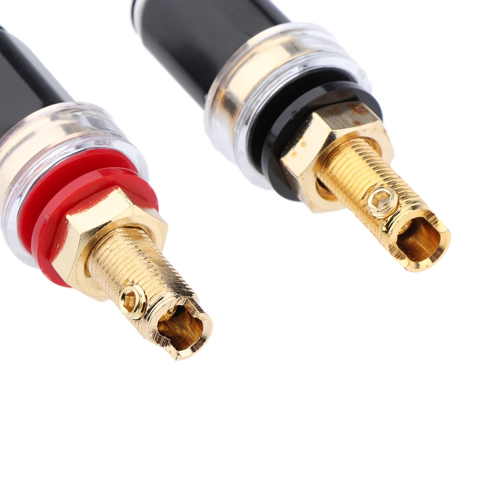 

Premium 2Pcs Speaker Terminal Binding Post Connectors Banana Plug 56mm Total Length Gold