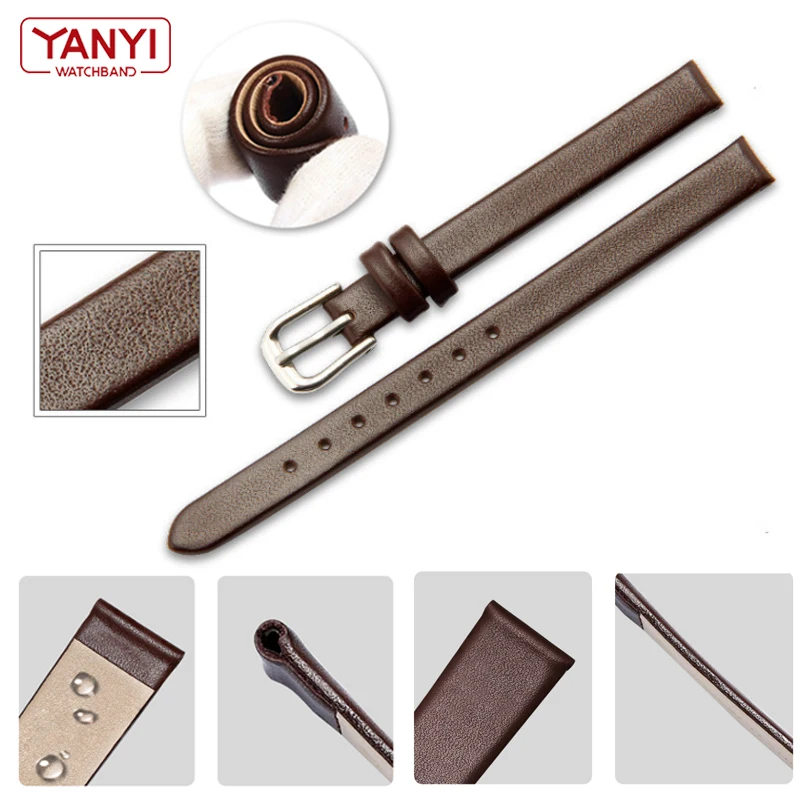 Genuine Leather Watch Bracelet womens fashion watchband wristwatches mini band 6mm 8mm 10mm 12mm red white color small strap