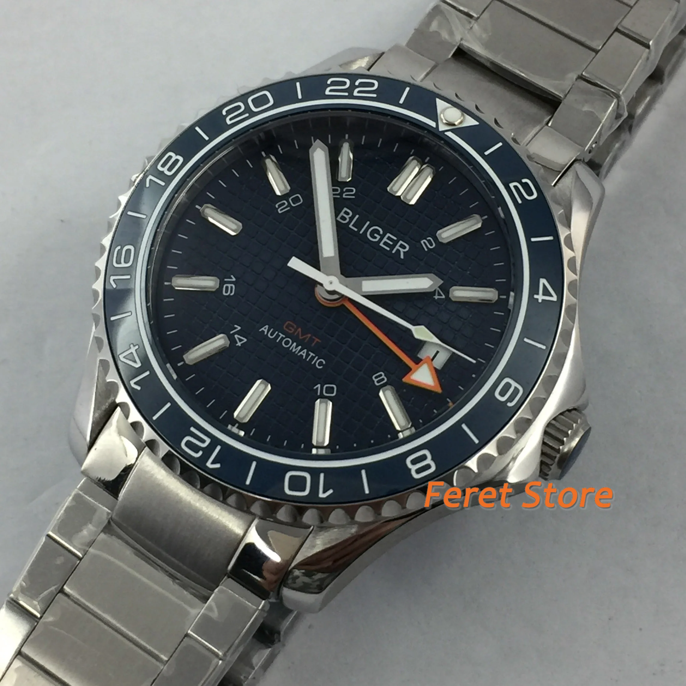 Часы наручные BLIGER Мужские механические с сапфировым стеклом и синим циферблатом