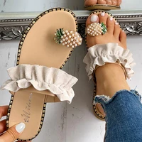 2020 slippers women shoes summer beach pineapple flat slippers outside slides zapatos de mujer ladies shoes string bead