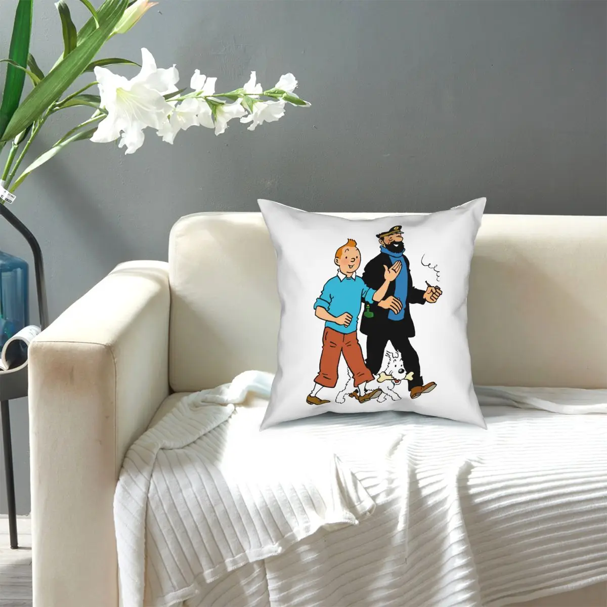 

Tintin And Captain Haddock Pillowcase Decoration The Adventures of Tintin Cushions Throw Pillow for Sofa Double-sided Printing