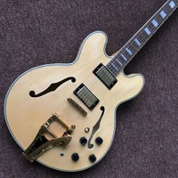 new standard customf hollow body jazz electric guitarnatural wood color gitaarrosewood fingerboard guitarravibrato system