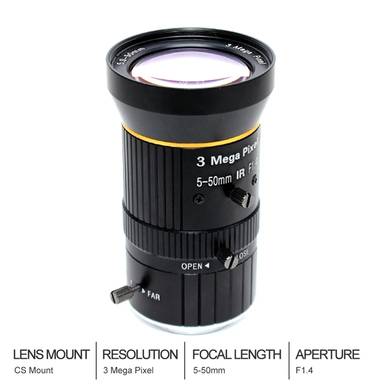 1/2. 5-дюймовый 3MP 5-50 мм C-Mount Zoom Lens для IMX477 Raspberry Pi HQ Camera с фотоадаптером | Компьютеры и