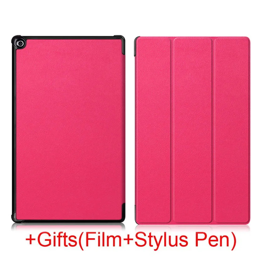 Rose Red Магнитный чехол с функцией автоматического сна/пробуждения для Amazon Kindle Fire HD 10 10," планшет из искусственной кожи защитный чехол-подставка+ пленка+ ручка - Цвет: Rose Red
