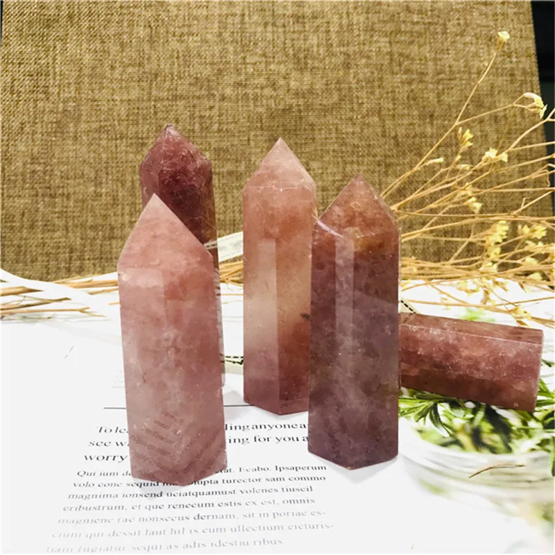 

Натуральный Полированный Красный Клубничный палочка точечный Кристалл лечебный камень