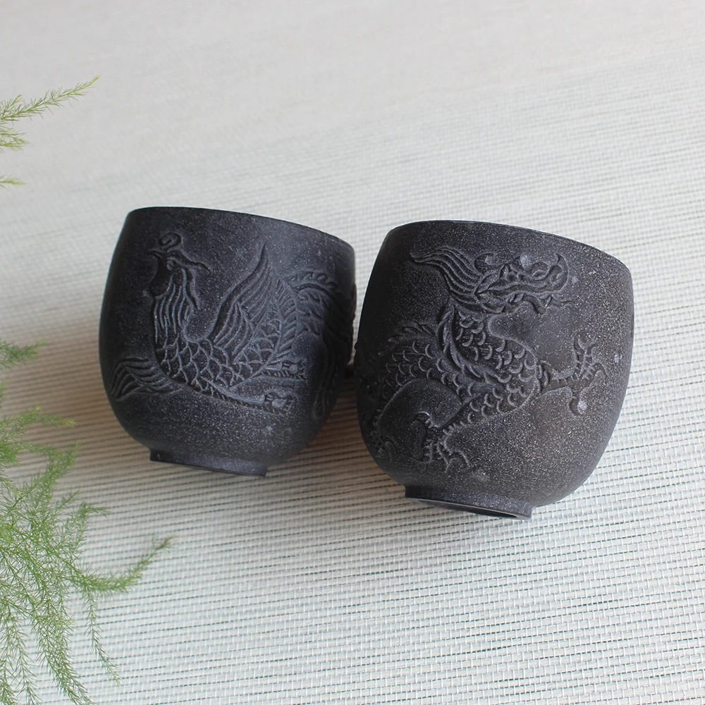 Чайная чашка в китайском стиле винтажная каменная кружка для воды Longfeng простые