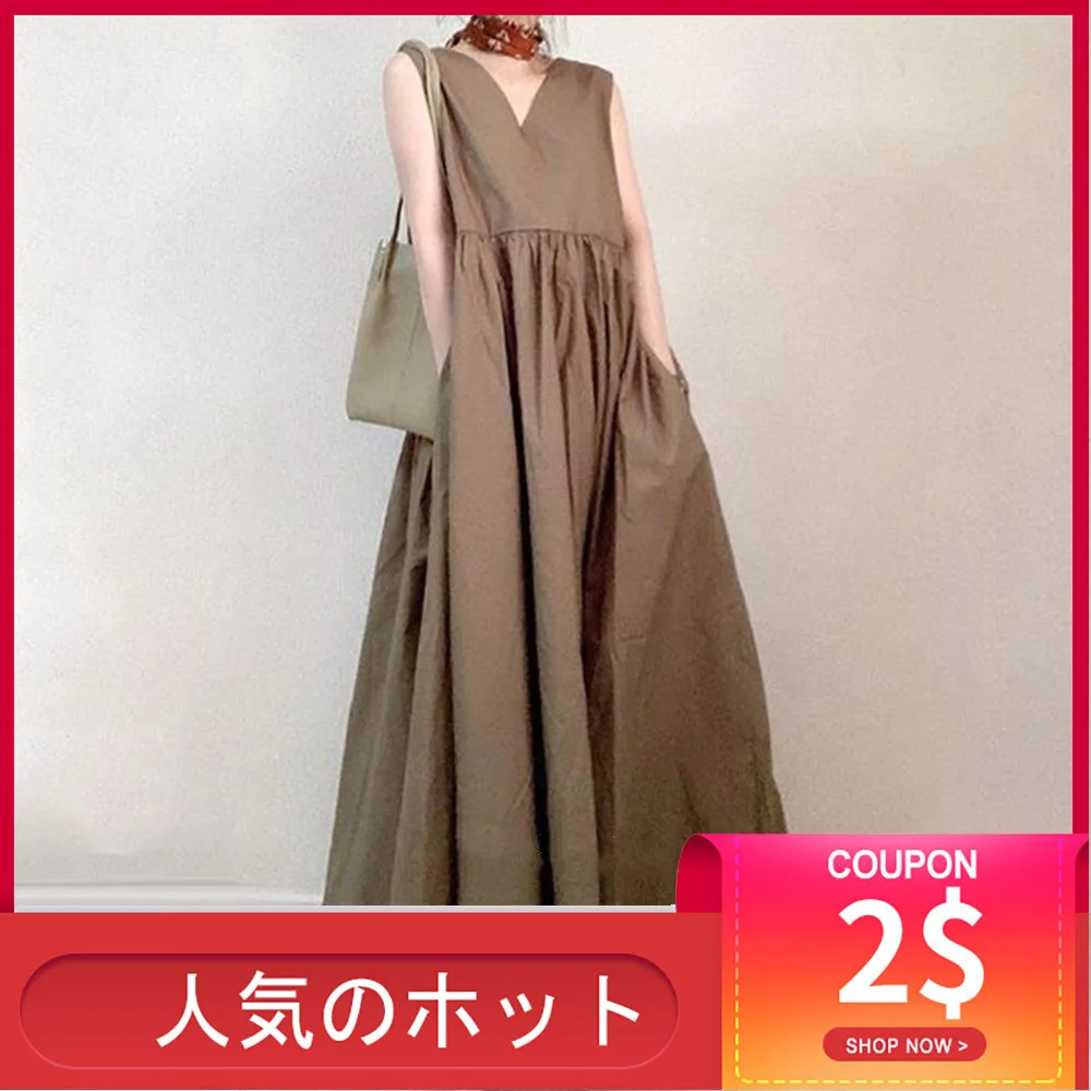 Платье-трапеция женское свободного кроя без рукавов свободное платье в