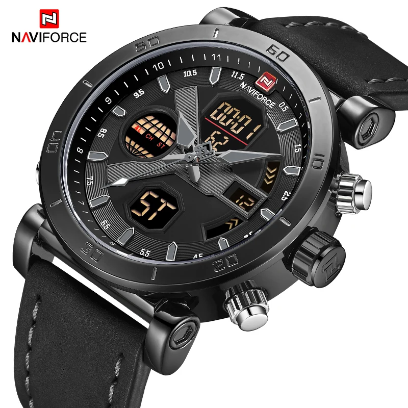 Часы NAVIFORCE мужские армейские спортивные водонепроницаемые светодиодный
