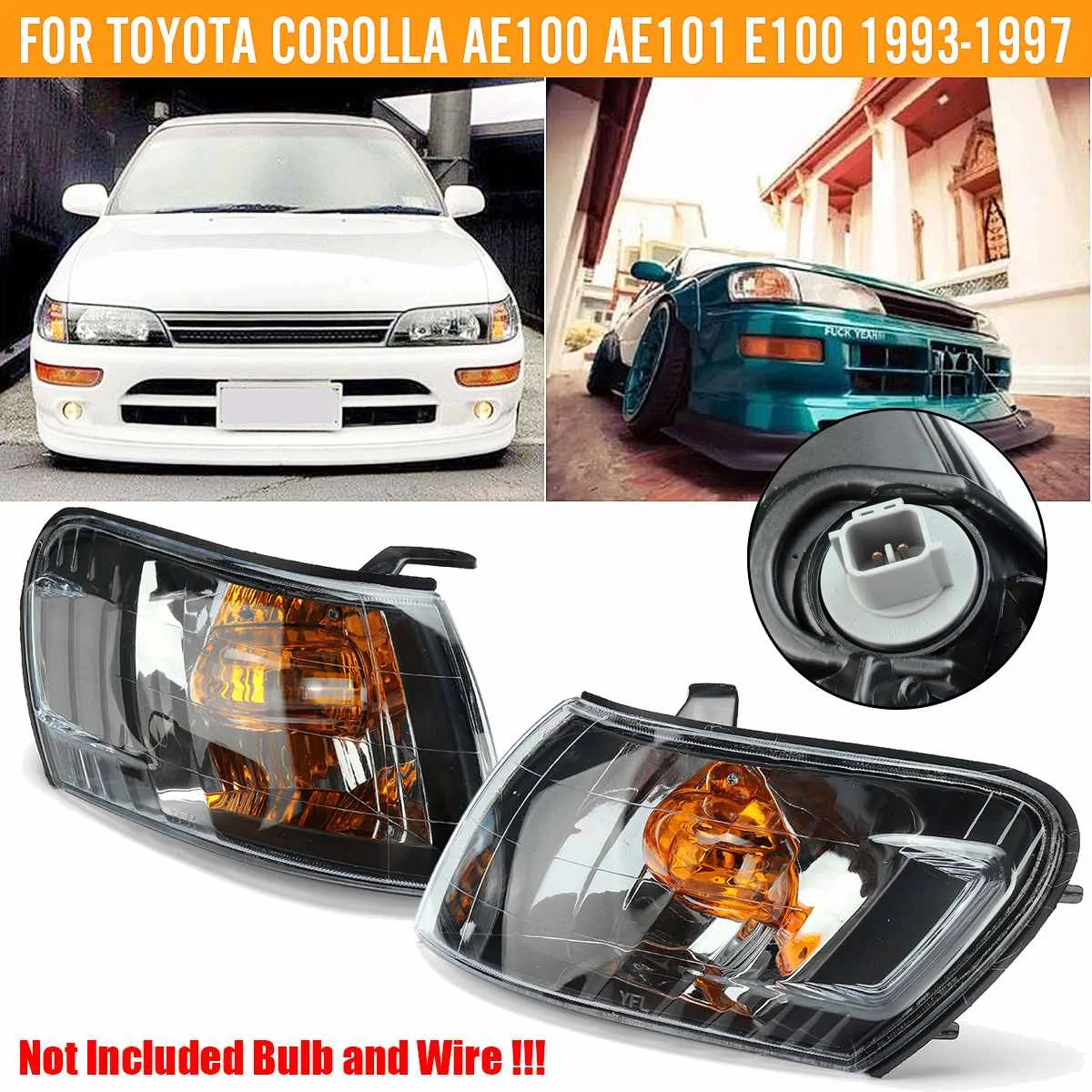 

2PCS Car Front Corner Lamp Lights Fit for Toyota Corolla AE100 E100 AE101 1993 1994 1995 1996 1997 Signal Lamp No wire harness