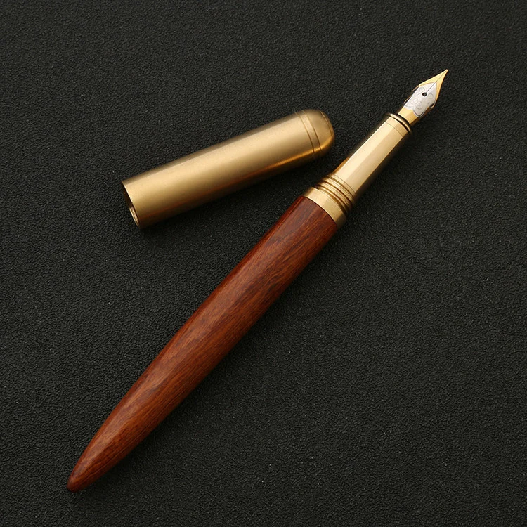 05 Luxury Brass Fountain Pen Office 0.7mm Ink Pen Student Wood Calligraphy Pens For School Writing Stationery Supplies - Цвет: 05