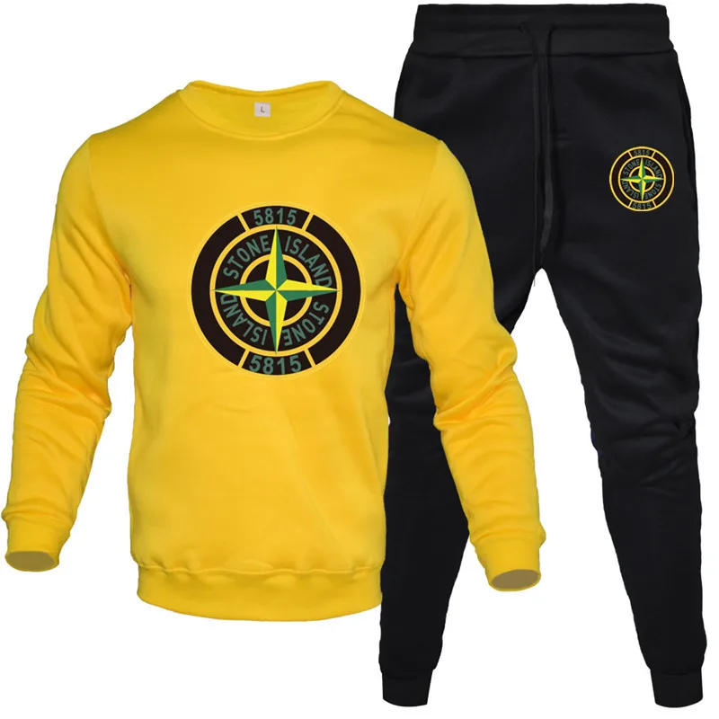 

O-neck new autumn and winter men's high-quality hooded sports casual shirt + pants 21 casual sports 2-piece set plus size S-3XL