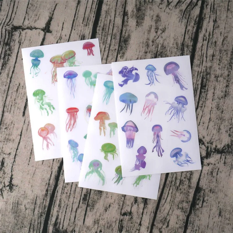 

4 Pcs/Set Jellyfish Stationery Sticker Popular Transparent Art Flakes Scrapbooking Diary Planner Stickers School Supplies