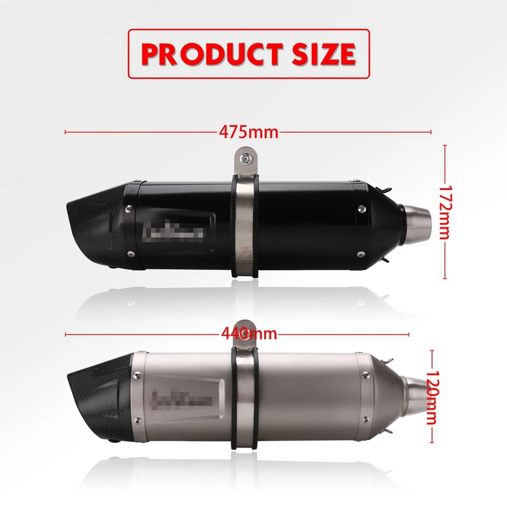 Universal 51mm True Carbon Fiber Motorcycle Exhaust Modified Muffler Pipe Scooter Pit Bike For Yamaha Kawasaki Ninja Suzuki | Автомобили и