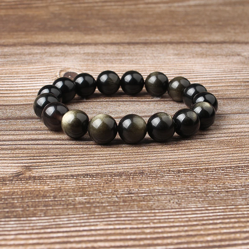 LanLi 6/8/10/12 мм натуральные ювелирные изделия Модные золотые пыль обсидиан