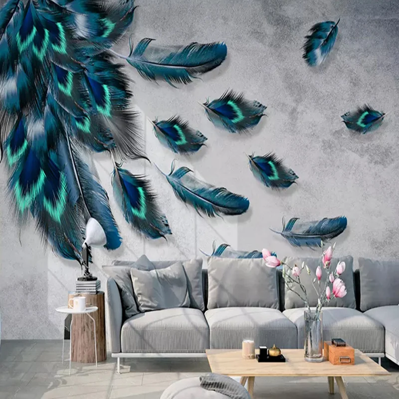 

Drop Shipping Photo Wallpaper Modern Fashion Feather Murals Living Room TV Sofa Background Wall Decor Removable 3D Stickers