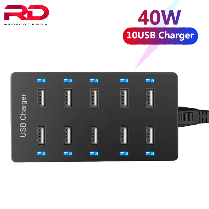40 Вт Мульти USB Зарядное устройство 10 Порты и разъёмы s настольная зарядная станция