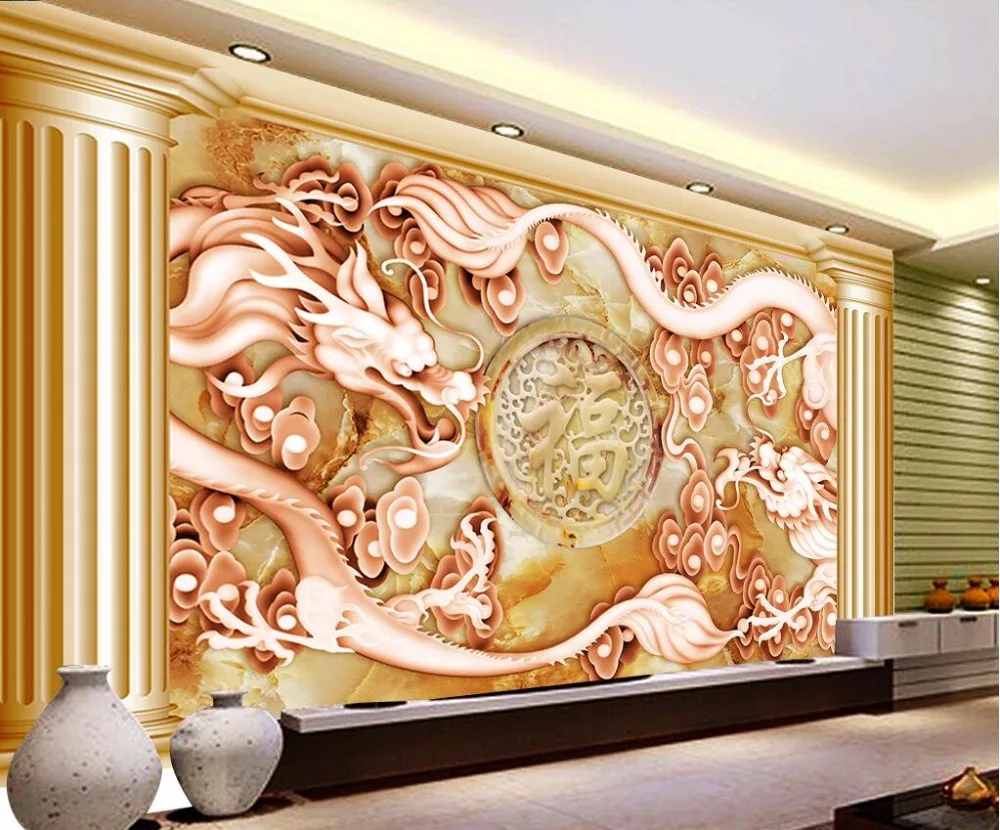 

Drop Shipping Custom Wallpaper European Retro Gold Dragon Roman Column Relief Living Room Sofa TV Wall Mural Photo 3d Wallpaper