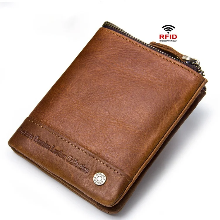 Retro crazy leather men's wallet European and American trendy RFID anti-theft brush multifunctional men's bag