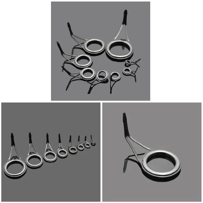 

New 8 Pcs Ceramic Fishing Rod Guide Tip Strong Line Repair Set Kit DIY Rings High Carbon Steel Frame