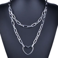 goth double chain necklaces women men choker lover punk pendant necklace emo gothic grunge friendship neck accessories jewelry