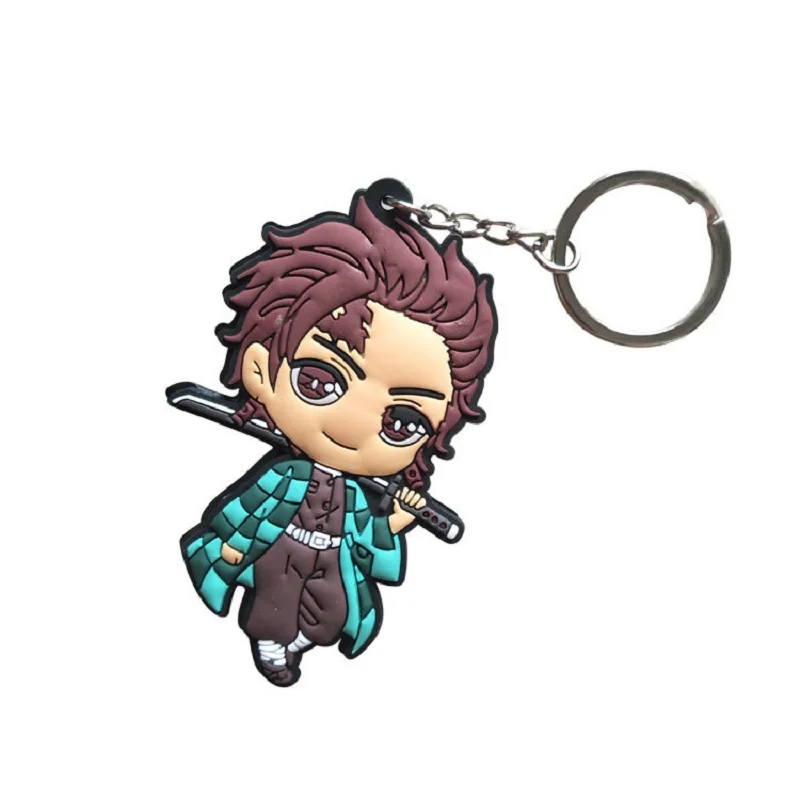 

Anime Demon Slayer Keychains Cute Of Ghost Key Chain Kamado Tanjirou Cosplay Pompom Yaiba Key Ring Pendant