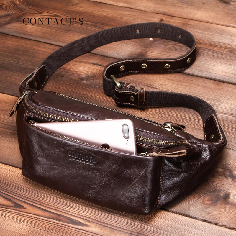 fashion Design trend leisure New men's designer genuine leather waist bag sports mobile phone Crossbody Bags High-quality