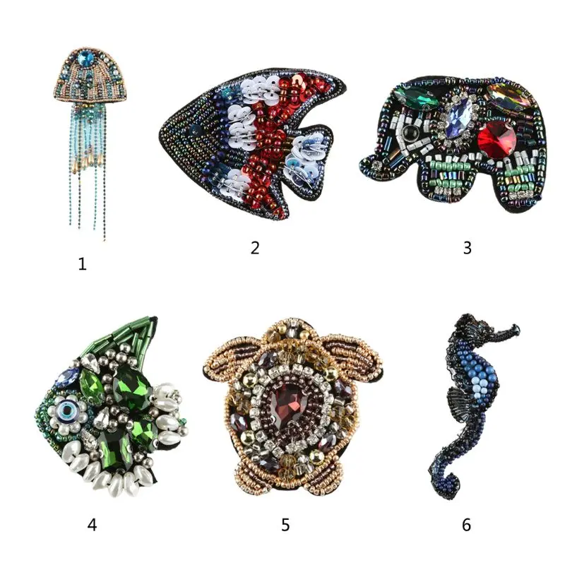 

Вышитые бисером Стразы ручной работы, нашивка из ткани с искусственным кристаллом морского животного, вышитая эмблема медузы, аппликация д...