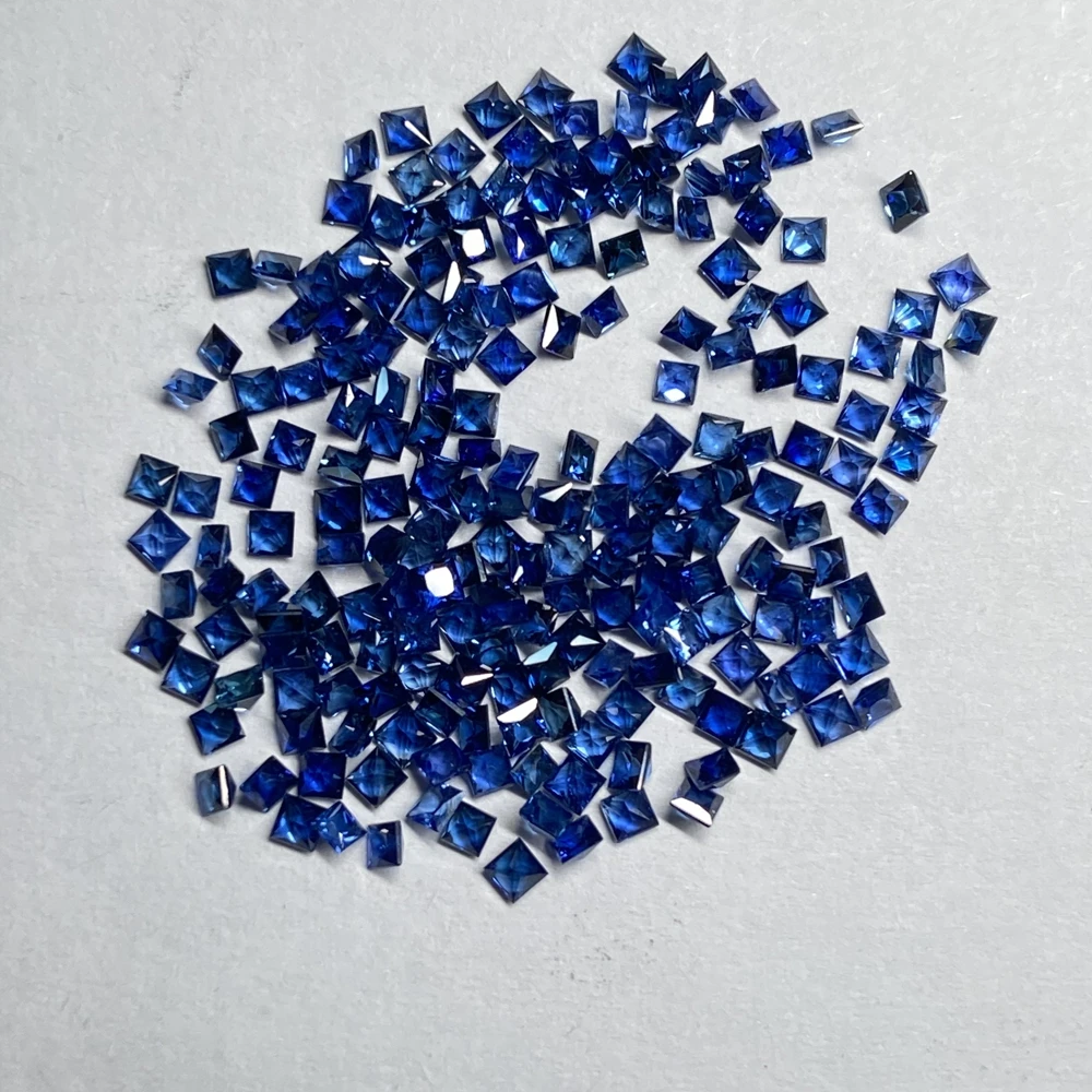 

1 Carat 24 Pieces Square Shape 1.8x1.8mm A Quality 100% Thailand Natural Original Royal Blue Sapphire Gemstones