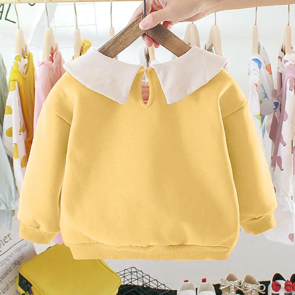 Fleece Warm Baby Girls Sweatshirt Cotton Warm Long Sleeve Daily Leisure Popular Doll Collar Dot Winter Lovely Clothes