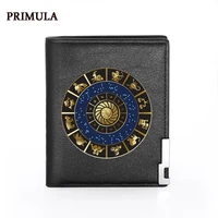 high quality twelve constellations printing leather mens wallet credit card holder short male slim purse