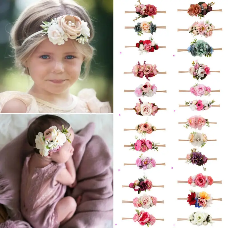 

3pcs Fashion Baby Girls Summer Holiday Beach Flower Garland Hairband Headband Christening Festival Elastic Floral Hair