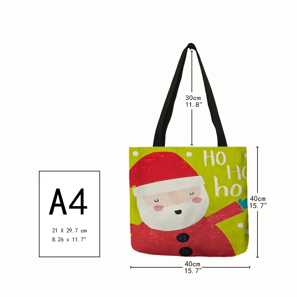 

Custom Print Christmas Tote Bag DIY Festive Print Tote Black Handled