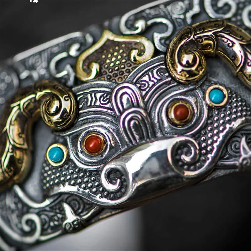 2021 Handmade bracelet carving PI xiu ancient Chinese wind imperious opening bracelet jewelry fashion jewelry wholesale