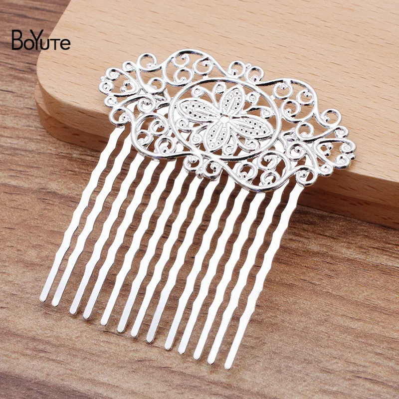 

BoYuTe (10 Pieces/Lot) 13 Teeth 57*61MM Metal Filigree Flower Hair Comb Diy Tiara Bridal Wedding Jewelry Accessories