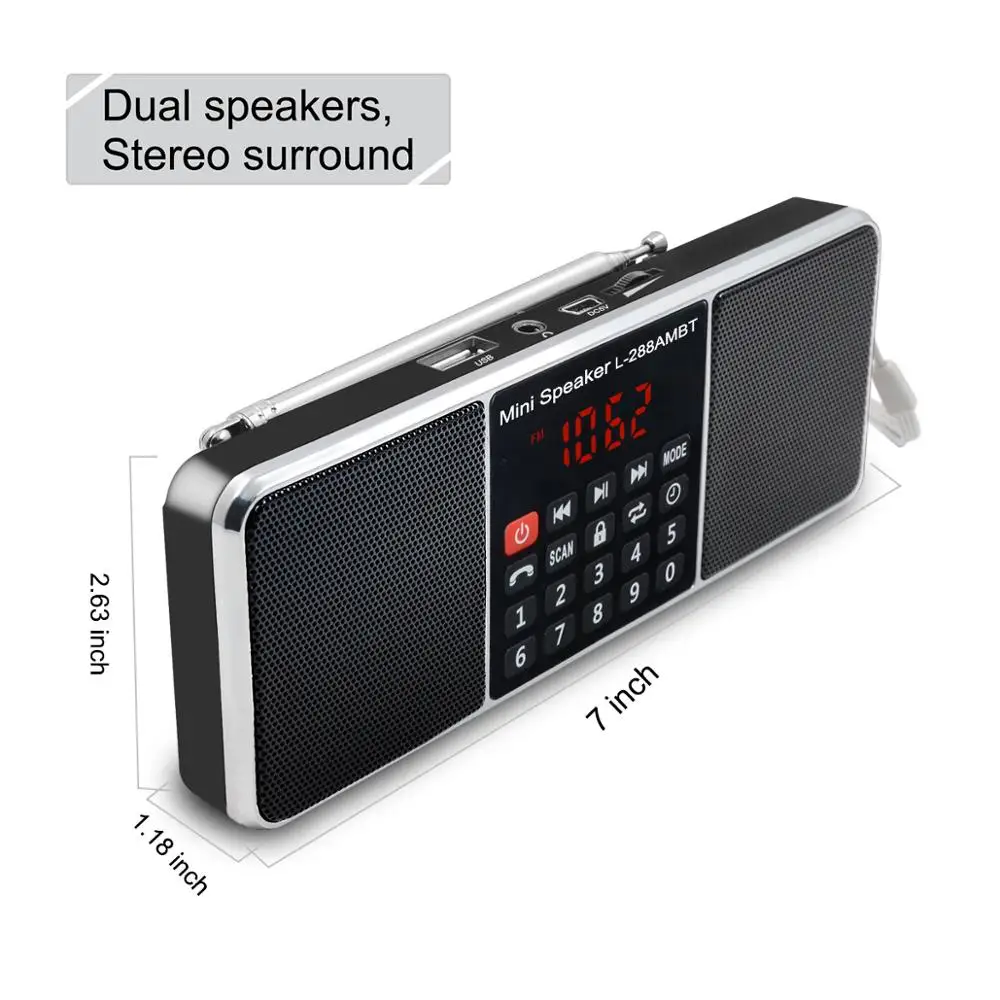 Цифровой портативный Радиоприемник Lefon AM FM радио Bluetooth колонка стерео MP3 плеер TF SD