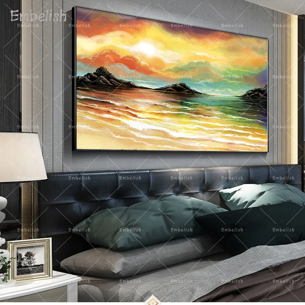 

Embelish 1 Pieces Colorful Sea Landscaoe HD Canvas Oil Paintings For Living Room Home Decor Wall Posters Bedroom Pictures