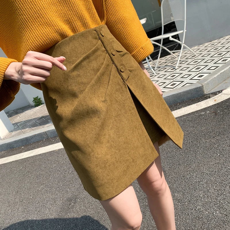 2019 зимние женские мини юбки Корейская Повседневная Осенняя Женская однотонная