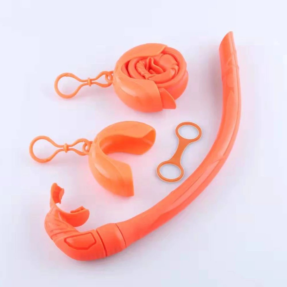 

Silicone Foldable Snorkel Tube Snorkel with Compact Storage Case Women Men Roll Up Snorkel Wet Breathing Tube For Snorkeling