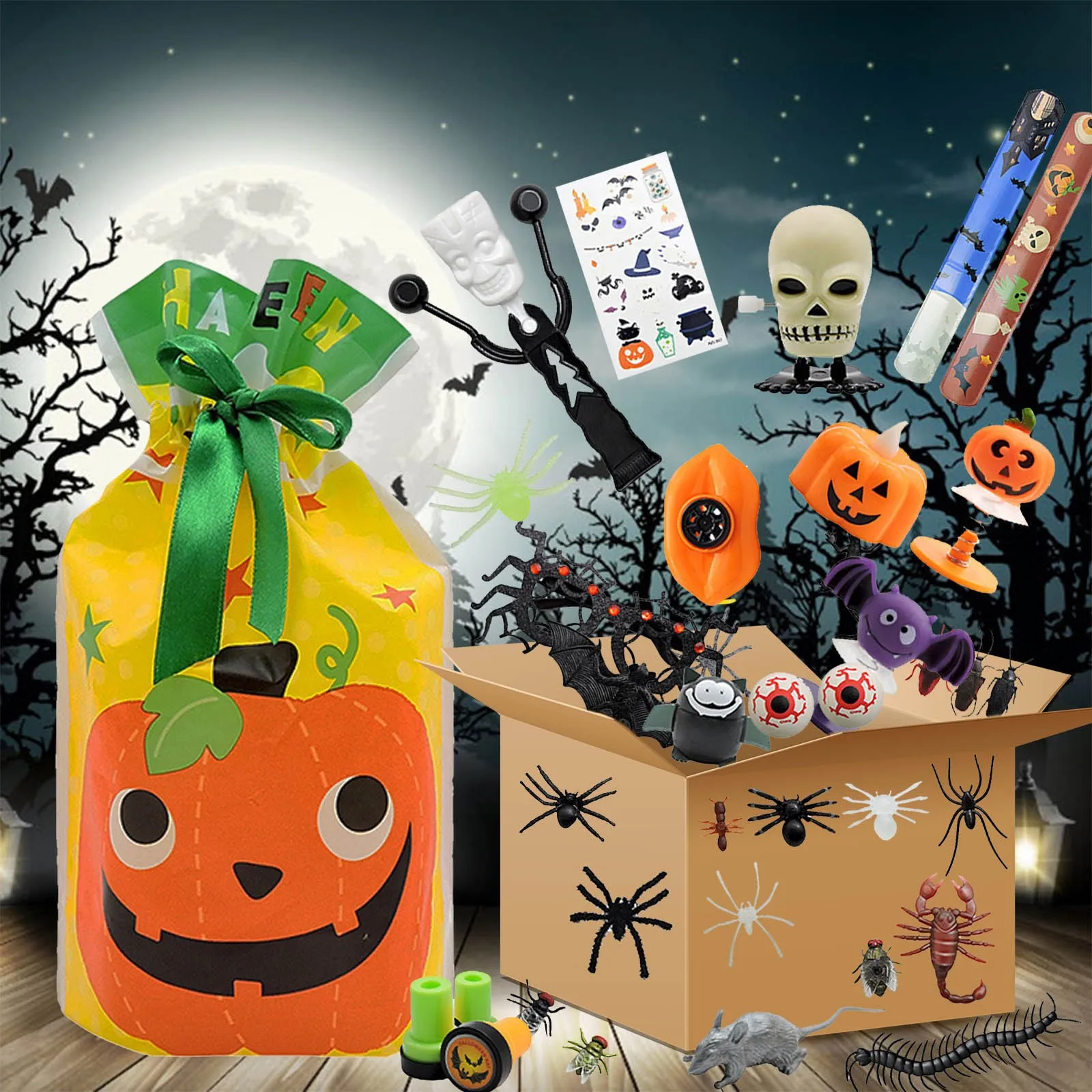 

Halloween Party Gift Set Toy Trick Decoration Game Trick Pumpkin Candy Bucket Creativity New And Special Festival Gift For Child