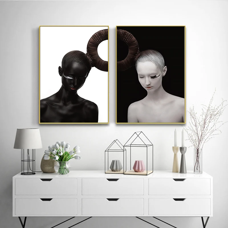 Художественная абстрактная картина YUMEART на холсте настенный постер черно белого