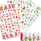Клейкие 3D Слайдеры для ногтей, летние наклейки для ногтей с фруктами, листьями, арбузом, лимон, клубника, аксессуары для маникюра
