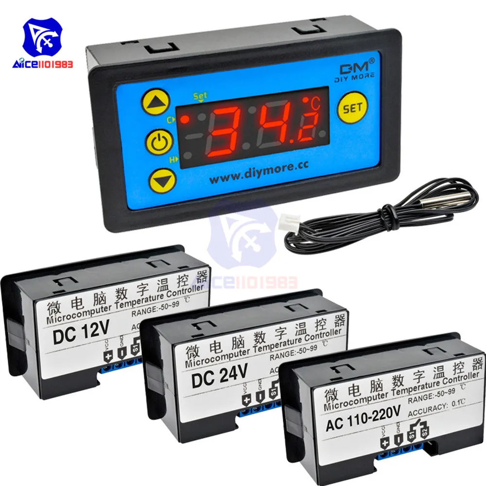 DC 12V/DC 24V/AC 110 220V термометр светодиодный цифровой переключатель Высокоточный