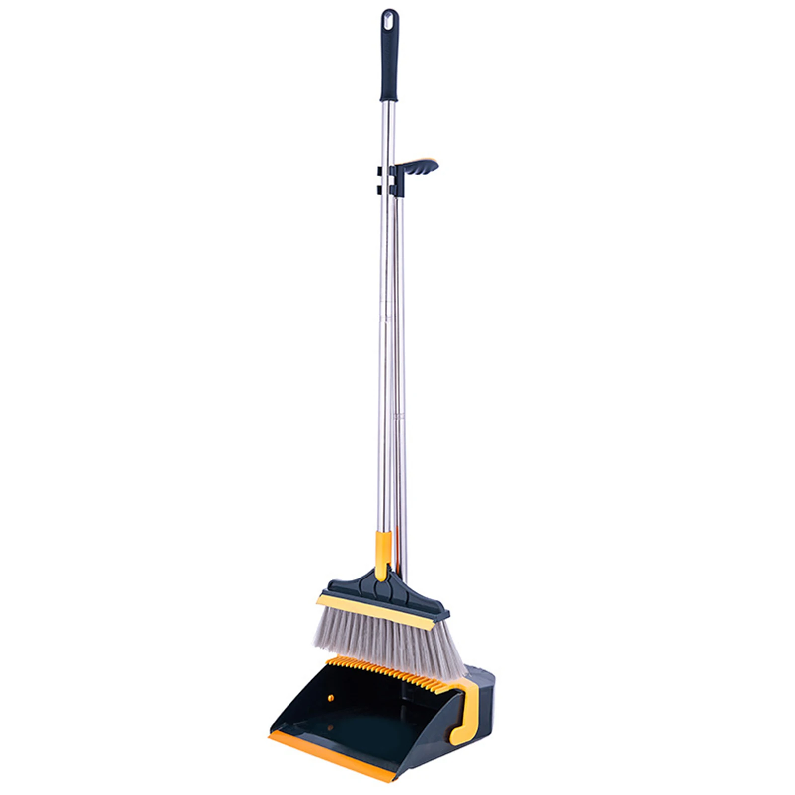 

Broom And Dustpan Set For Home Upright Standing Dustpan And Broom Set V-shaped Triangular Hard Bristles Broom With Effective