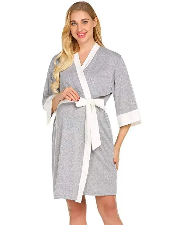 

Summer Maternity Robe Nightgown Pregnant Women Nursing Nightwear Pajama Half Sleeve Sleepwear Ropa Mujer Embarazada Premama