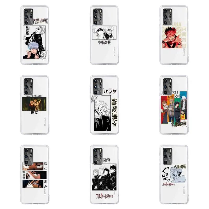 

Jujutsu Kaisen Japan Anime Phone Case Transparent For Huawei honor V 9 8 10 20 7 i S A C X pro lite play Soft TPU Mobile bags