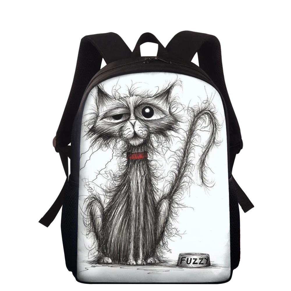 

ELVISWORDS Customize Women Men Rucksack Personality Ghost Cat Printing Backpack Boys Girls School Bags Fashion Mochila Escolar