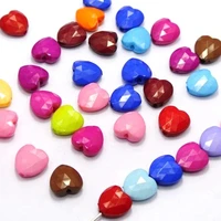 100 mixed bubblegum color acrylic love heart beads 12x12mm
